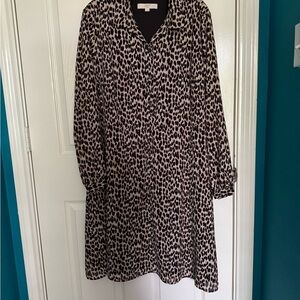 LOFT Animal Print Long Sleeve Dress